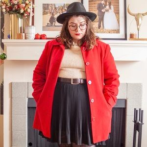 Jaclyn Smith Red Wool Blend Coat